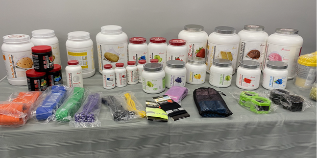Picture of supplement table in the gym