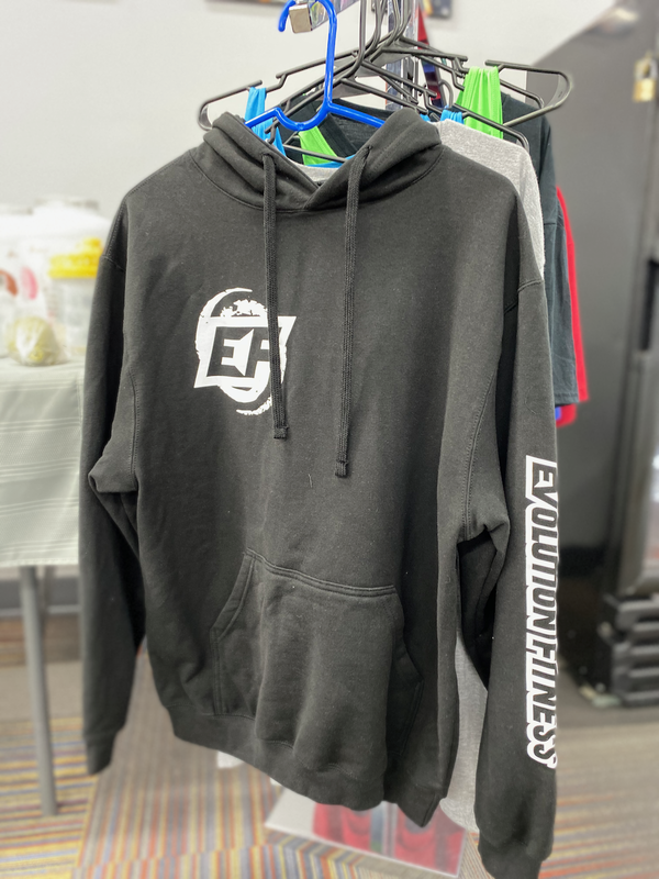 Evolution Fitness Branded Hooded Sweatshirt with Sleeve Design - Dark Grey